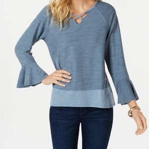 Style & Co X-Front Bell-Sleeve Top